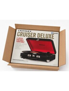 Crosley Cruiser Deluxe CR8005D-BK Bluetooth 3-Speed Turntable New Open Box